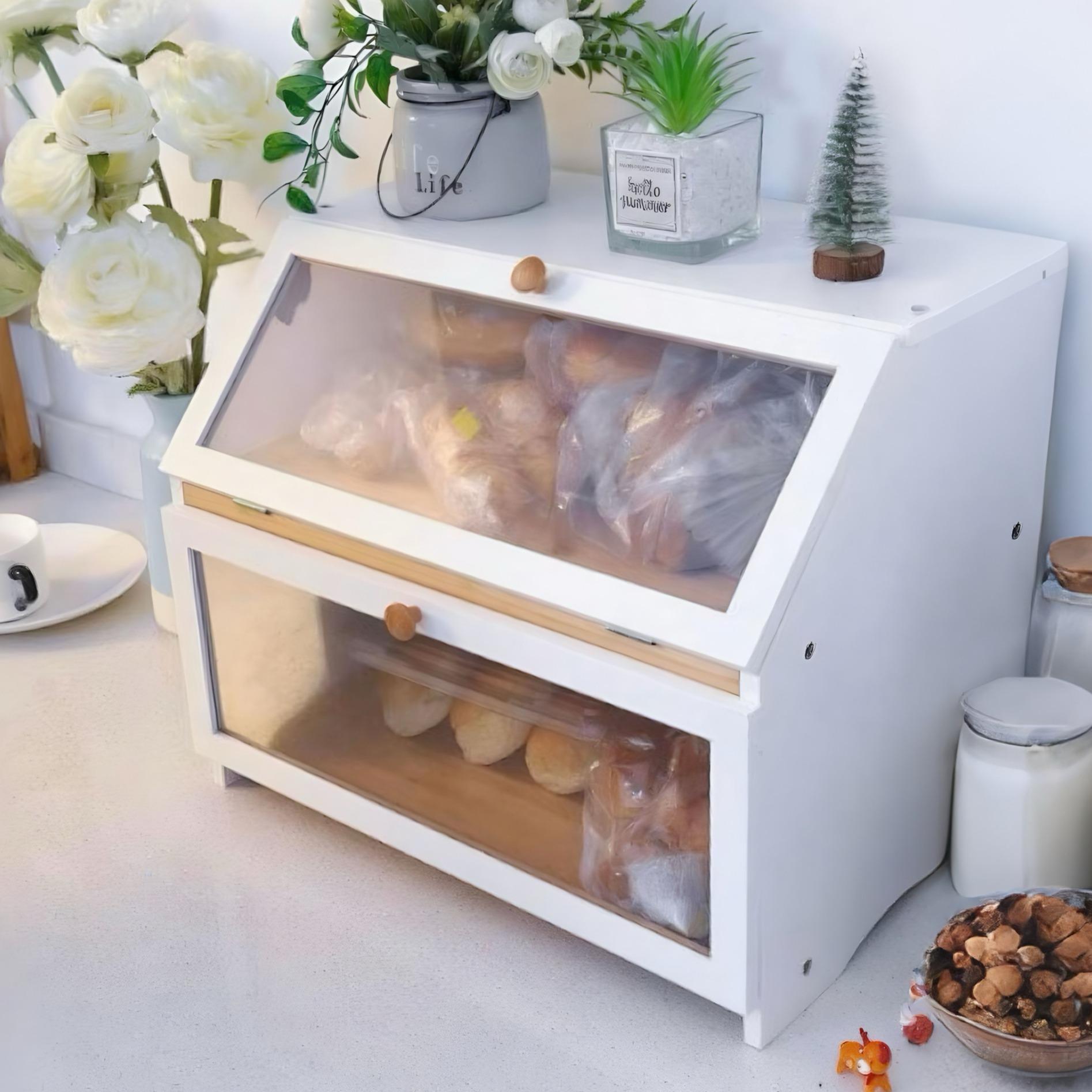 Kitchen Gadgets Organizer - HOMEKOKO Double Layer Bread Box for