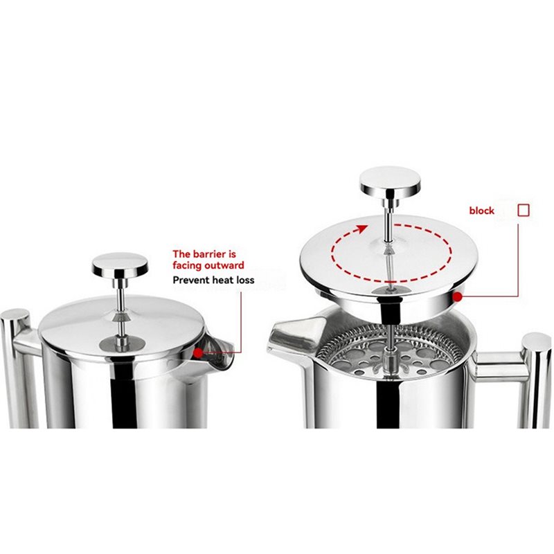French Press Coffee Maker - 2X Stainless Steel French Press Coffee