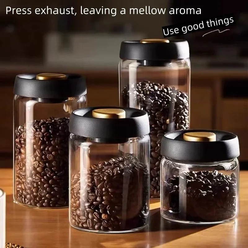 Kitchen Gadgets Organizer - Manual Vacuum Sealed Coffee Jar High