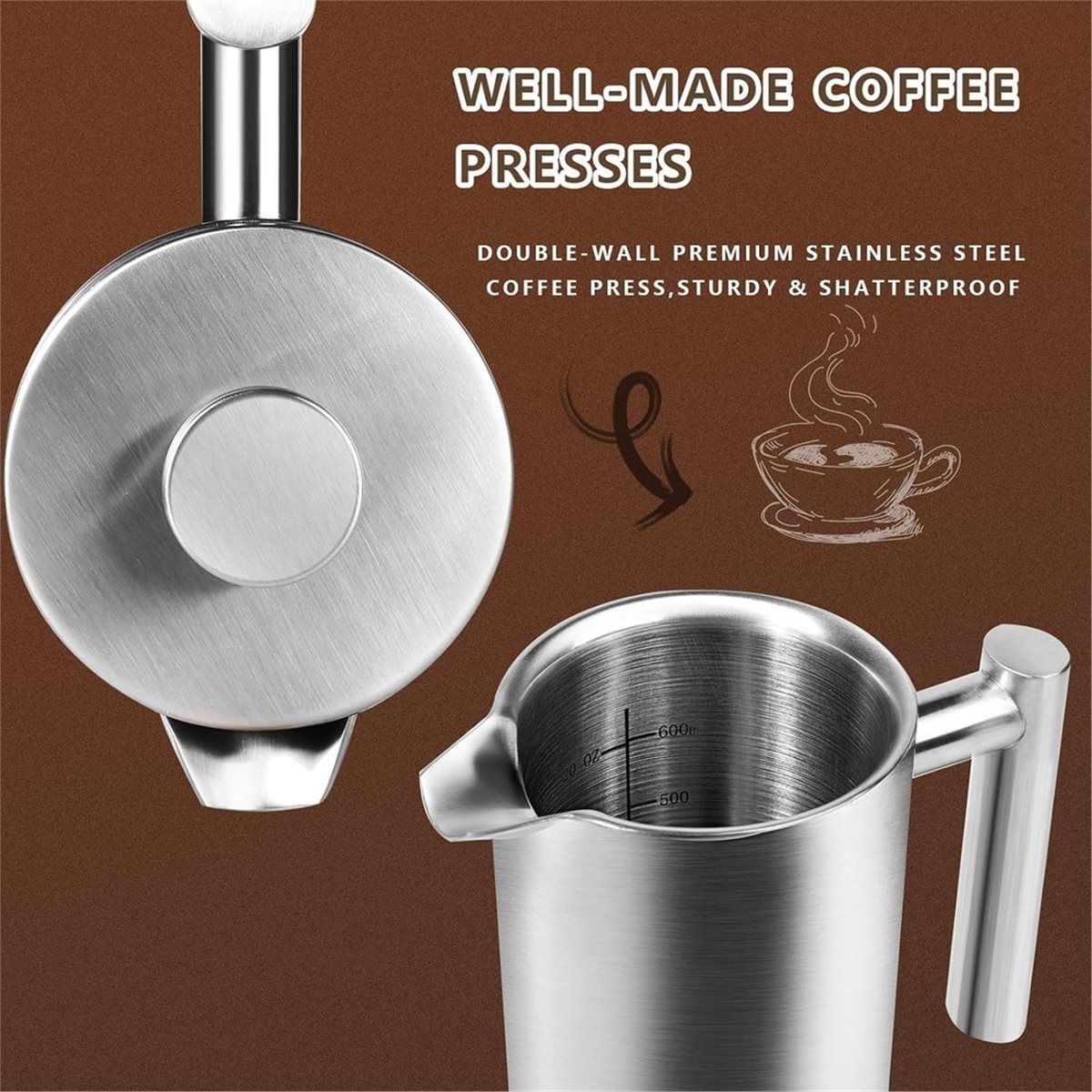 French Press Coffee Maker - French Press 24 Oz, Premium Stainless