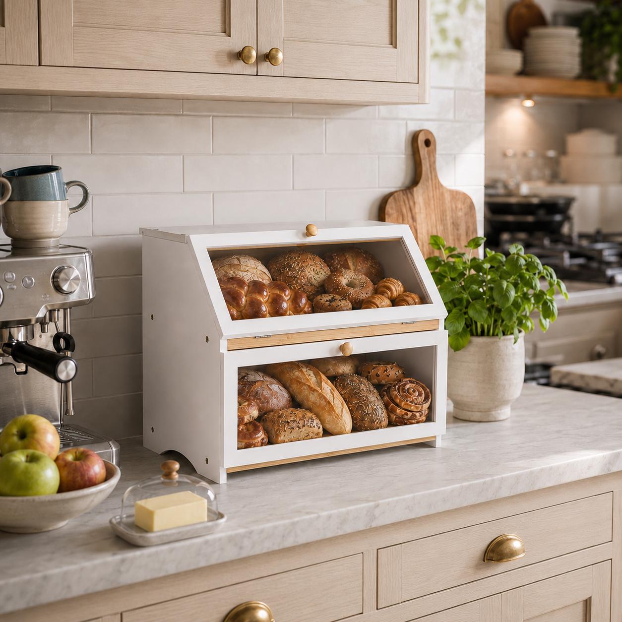 HOMEKOKO Double Layer Bread Bo - đánh giá và giá Kitchen Gadgets Organizer