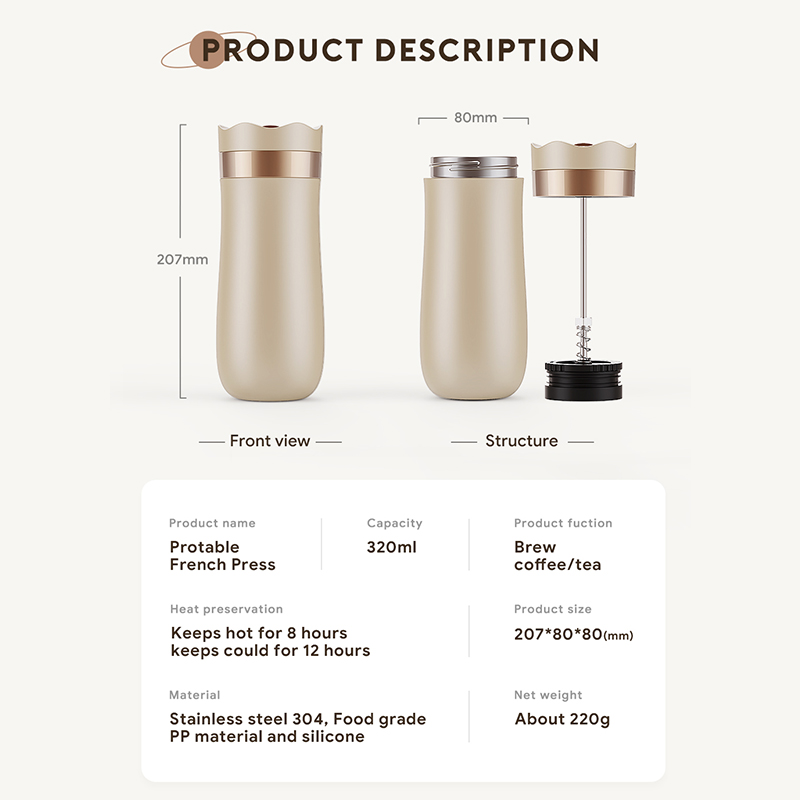 320ML French Press Coffee Tea  - đánh giá và giá French Press Coffee Maker